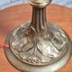 Large solid bronze art nouveau lamp 1900, tiffany lampshade 55x30 inter with zipper