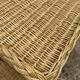 Vintage 1950s rolling dessert trolley in wicker and black tubing.