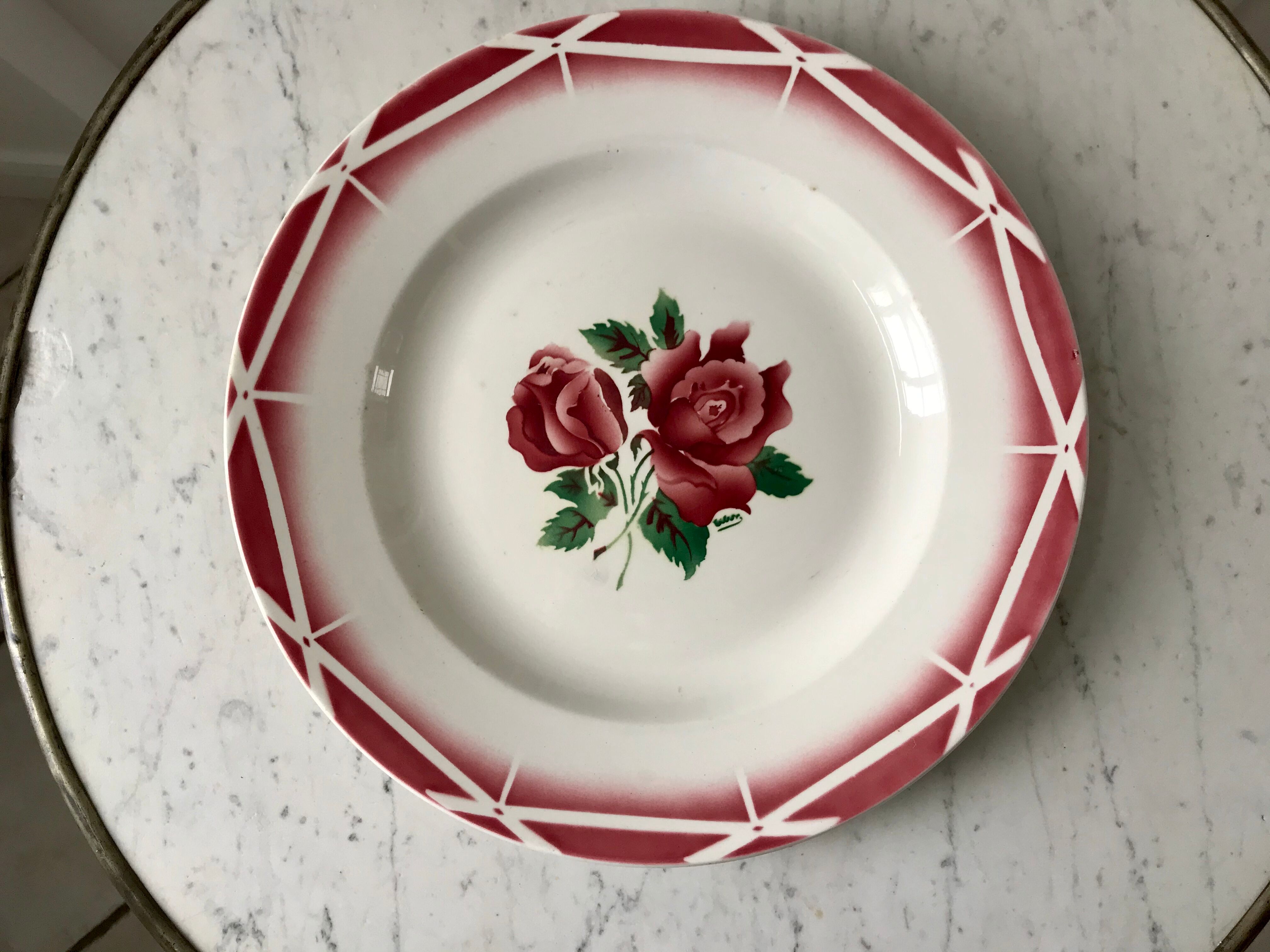 Round dish Digoin Sarreguemines model "Cibon" years 30-40