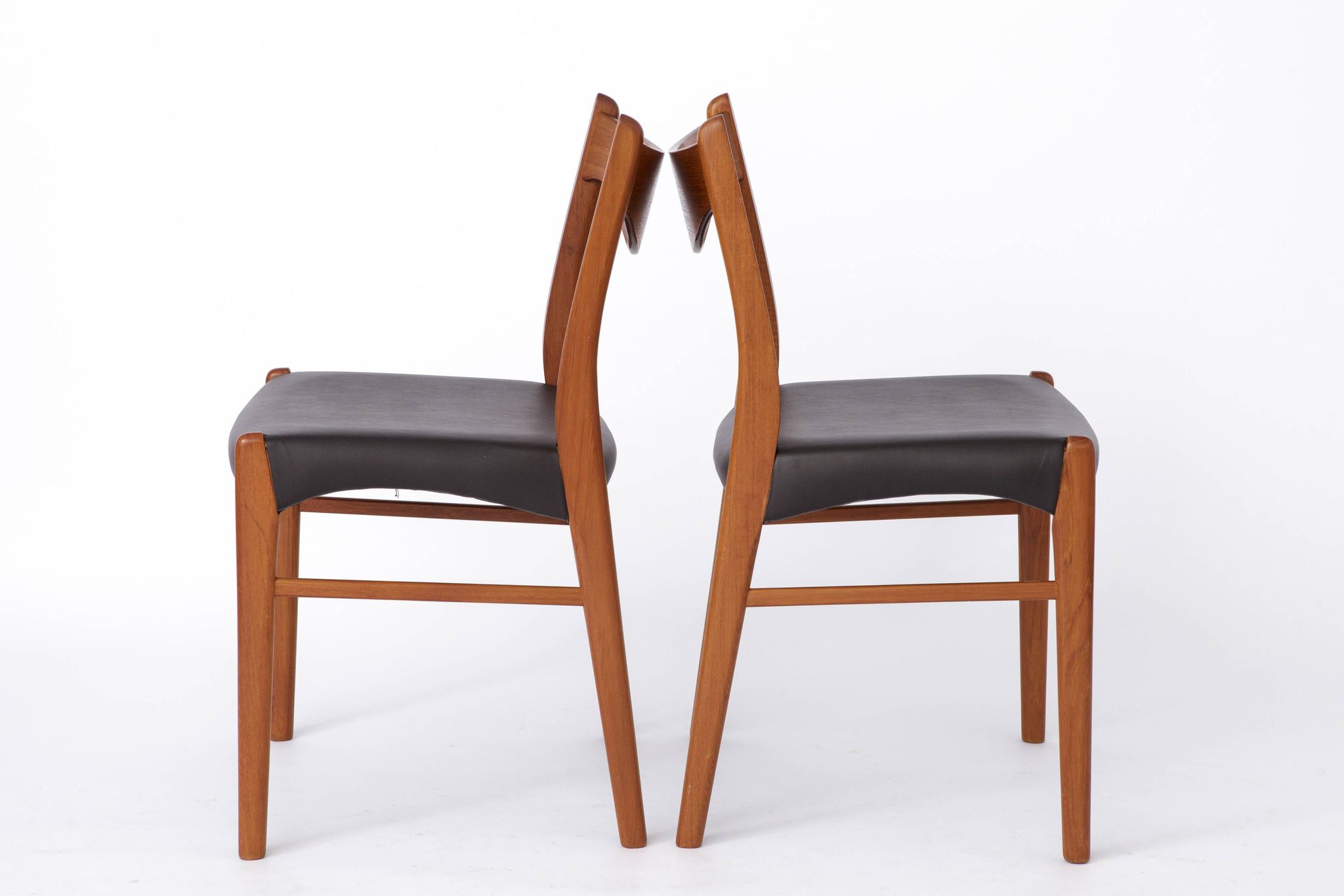 4 Arne Wahl Iversen Mid century teak dining chairs Glyngøre stolefabrik, model GS61