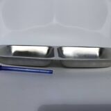Double hollow brushed stainless steel dish