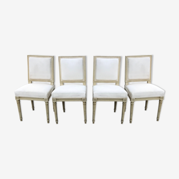 Series of 4 chairs of upholsterer style Louis XVI