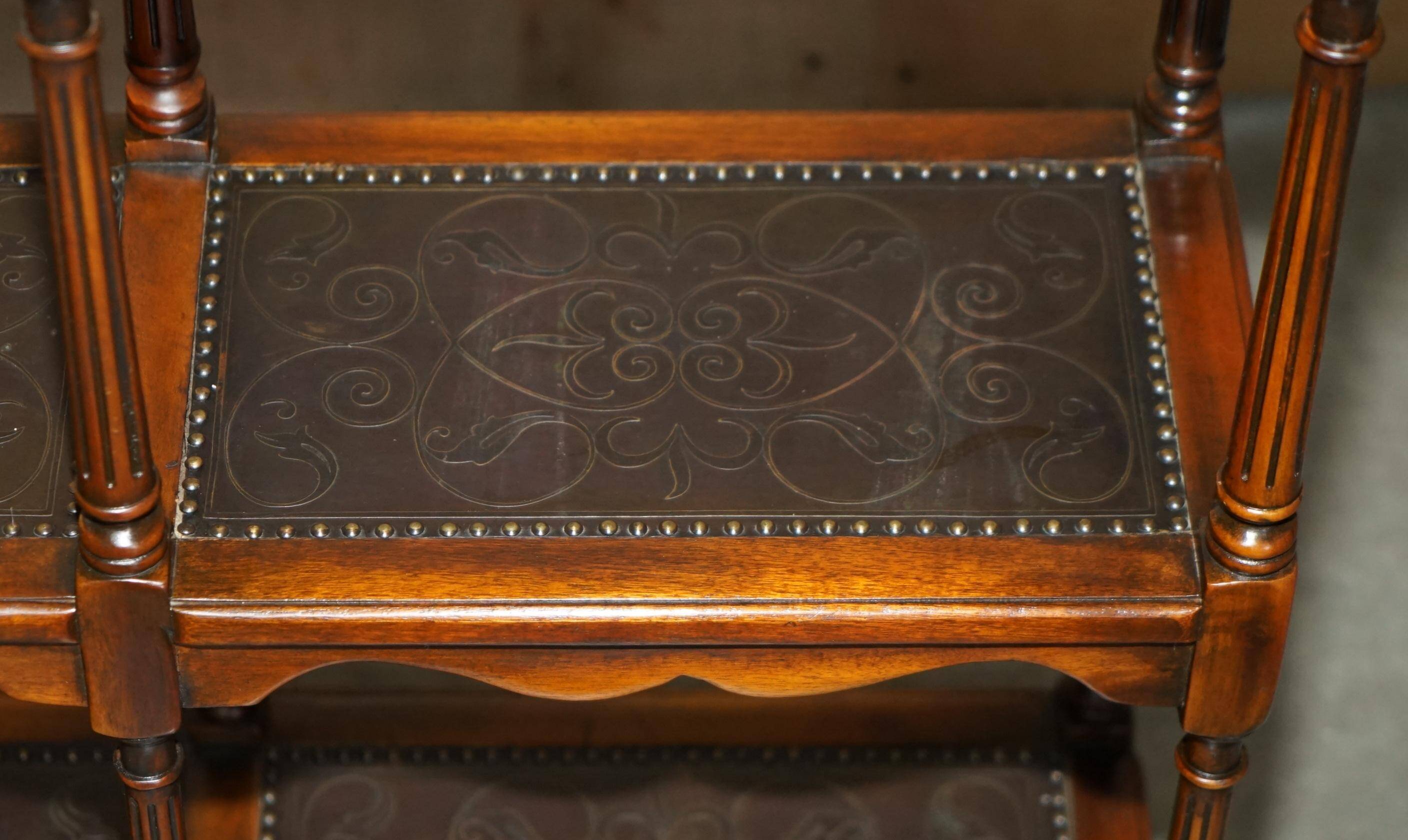 Theodore Alexander bookshelf shelf, solid wood, embossed leather.