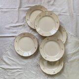6 flat earthenware plates in beige and gold Villeroy Boch ACC-7227