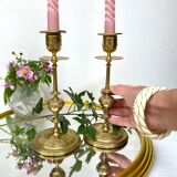 Golden brass candle holders