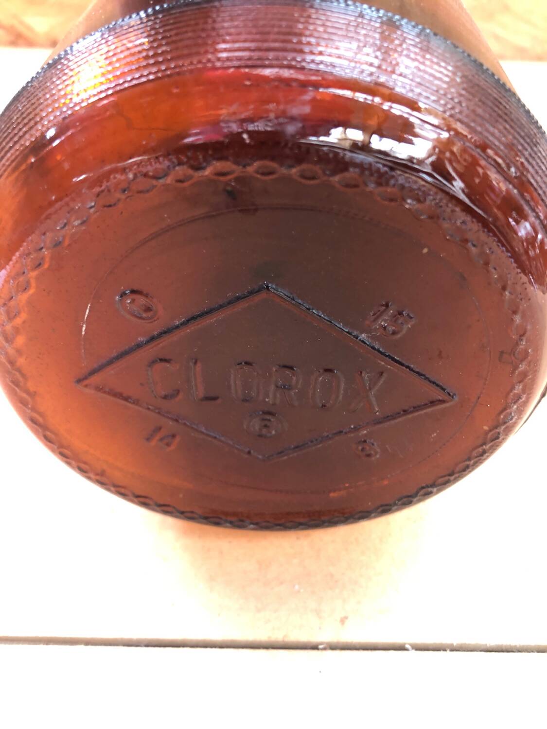 Old Lady Jeanne CLOROX Bottle Vintage Brown Glass #A941