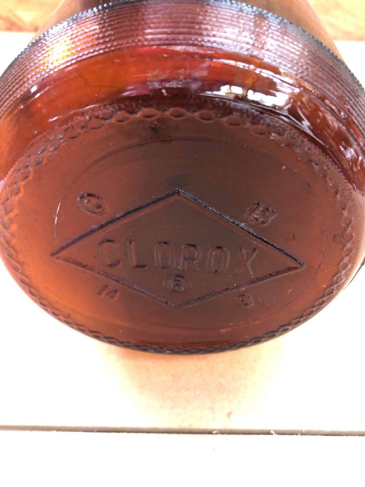 Ancienne Bouteille Dame Jeanne CLOROX Verre Marron Vintage #A941