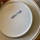 6 white vintage plates with blue flowers