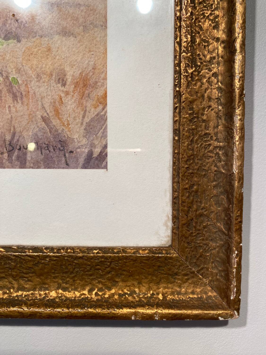 Old painting, landscape signed Andrée Bouchard 20th century