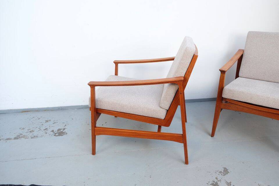 Vintage Thonet teak armchair, retro 1960s–70s style.