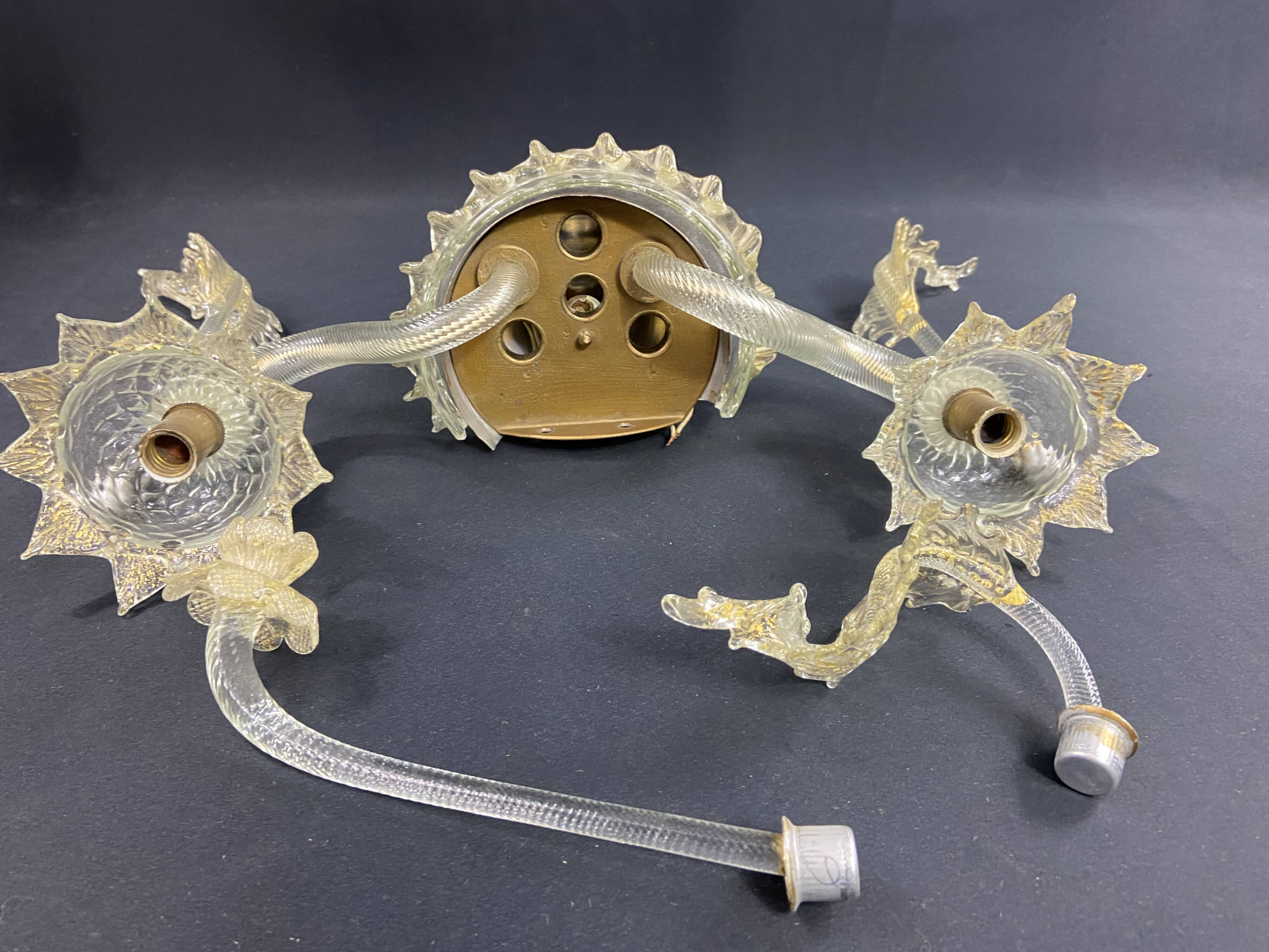 Large two-light wall lamp in Murano glass Venice