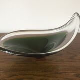 Mid Century Modern Swedish Flygsfors Green Freeform Art Glass Bowl - Paul Kedlev