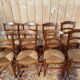 Set of 8 rustic chairs in Louis XV style – Fruitwood, straw seats.