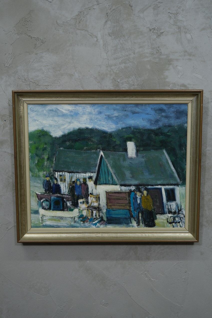 Kai christensen, scandinavian modern painting, 1960s, oil on canvas, framed