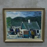 Kai christensen, scandinavian modern painting, 1960s, oil on canvas, framed