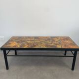 Cement coffee table with lava tiles