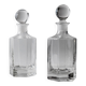 Lot of vintage 1970s consisting of 2 hexagonal glass carafes, transparent glass with spherical stoppers.
