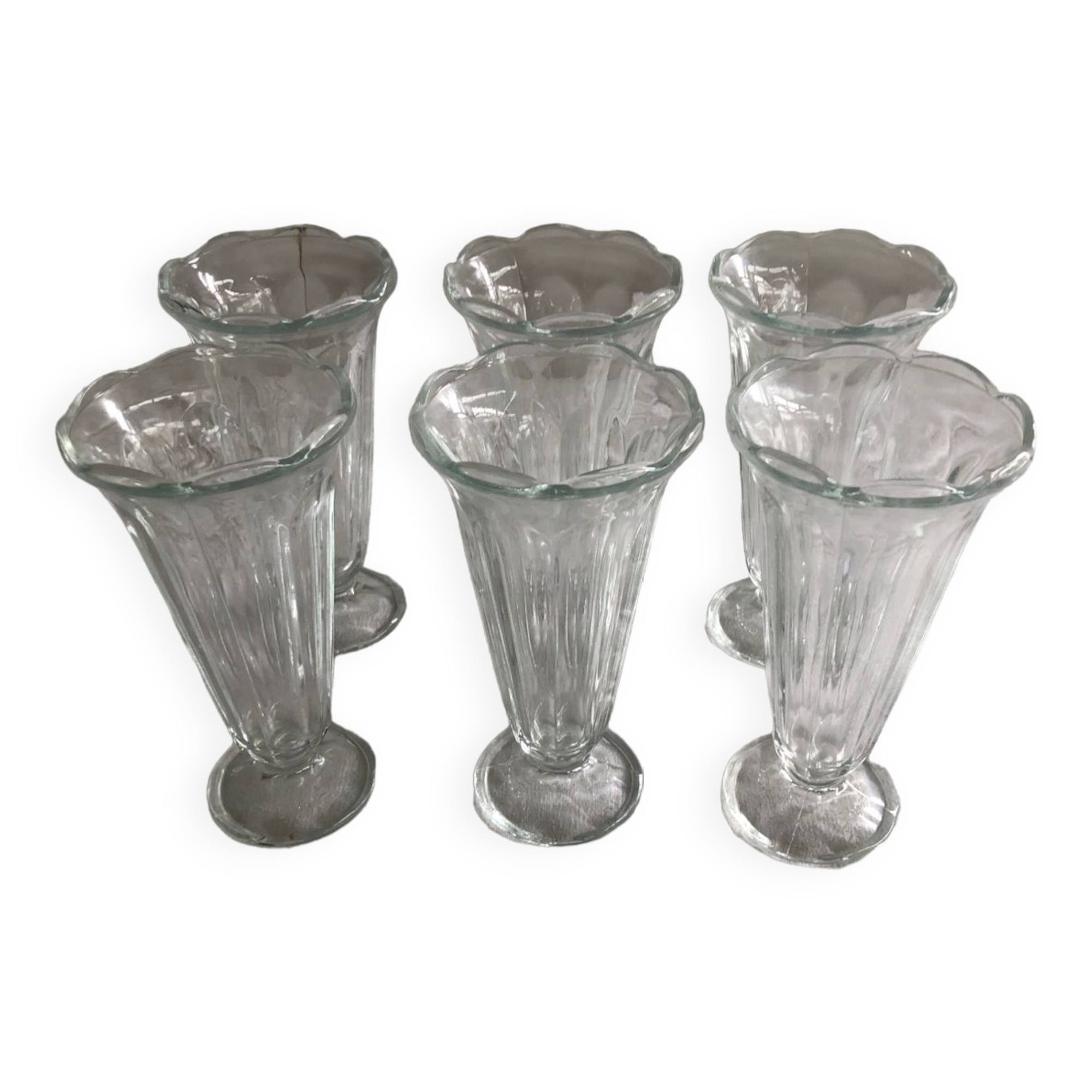 6 Vintage Italy Fidenza Glass Ice Cream Cups