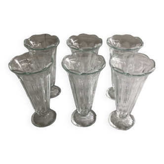 6 Vintage Italy Fidenza Glass Ice Cream Cups