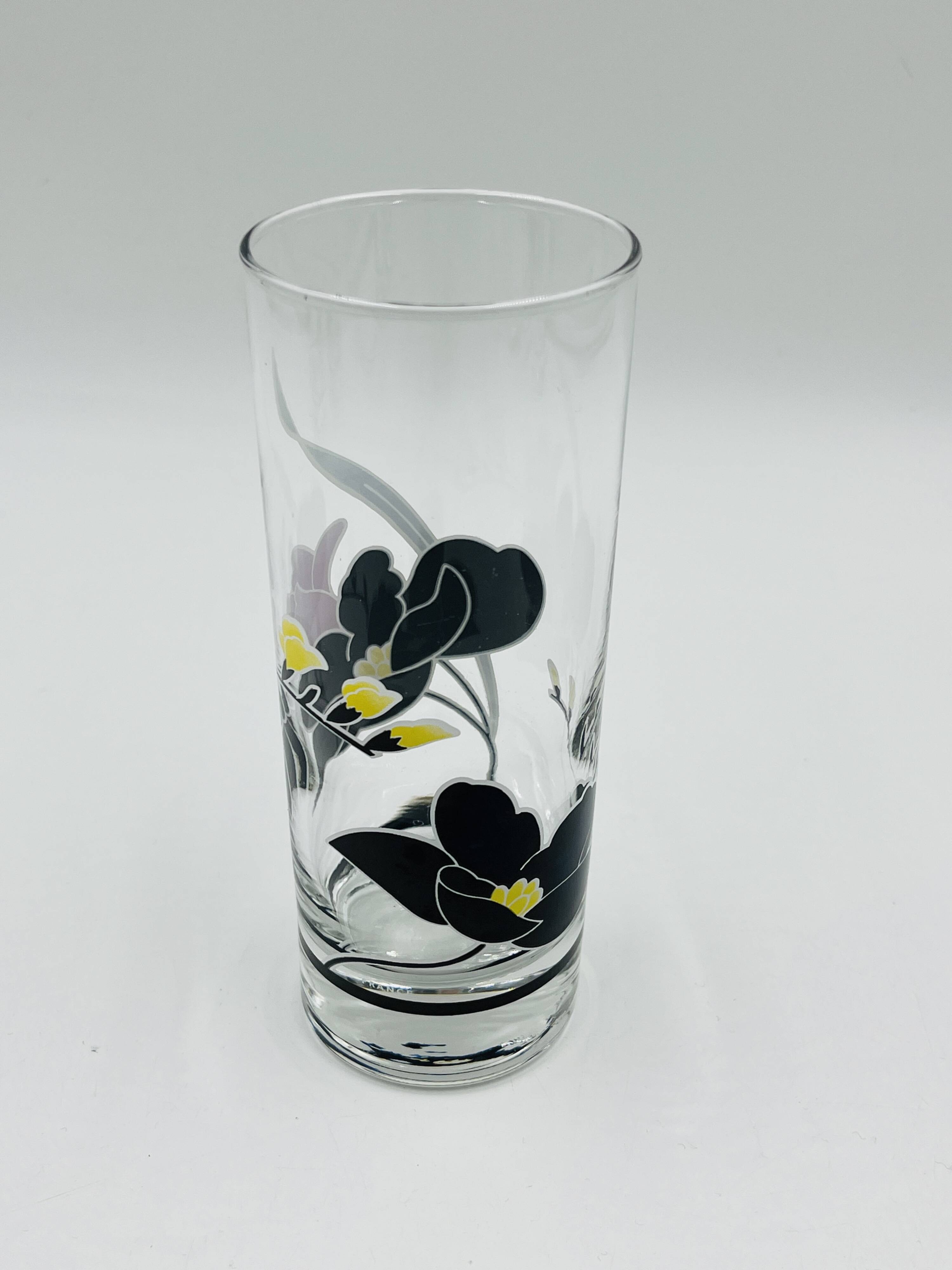 Service carafe glasses vintage floral decor