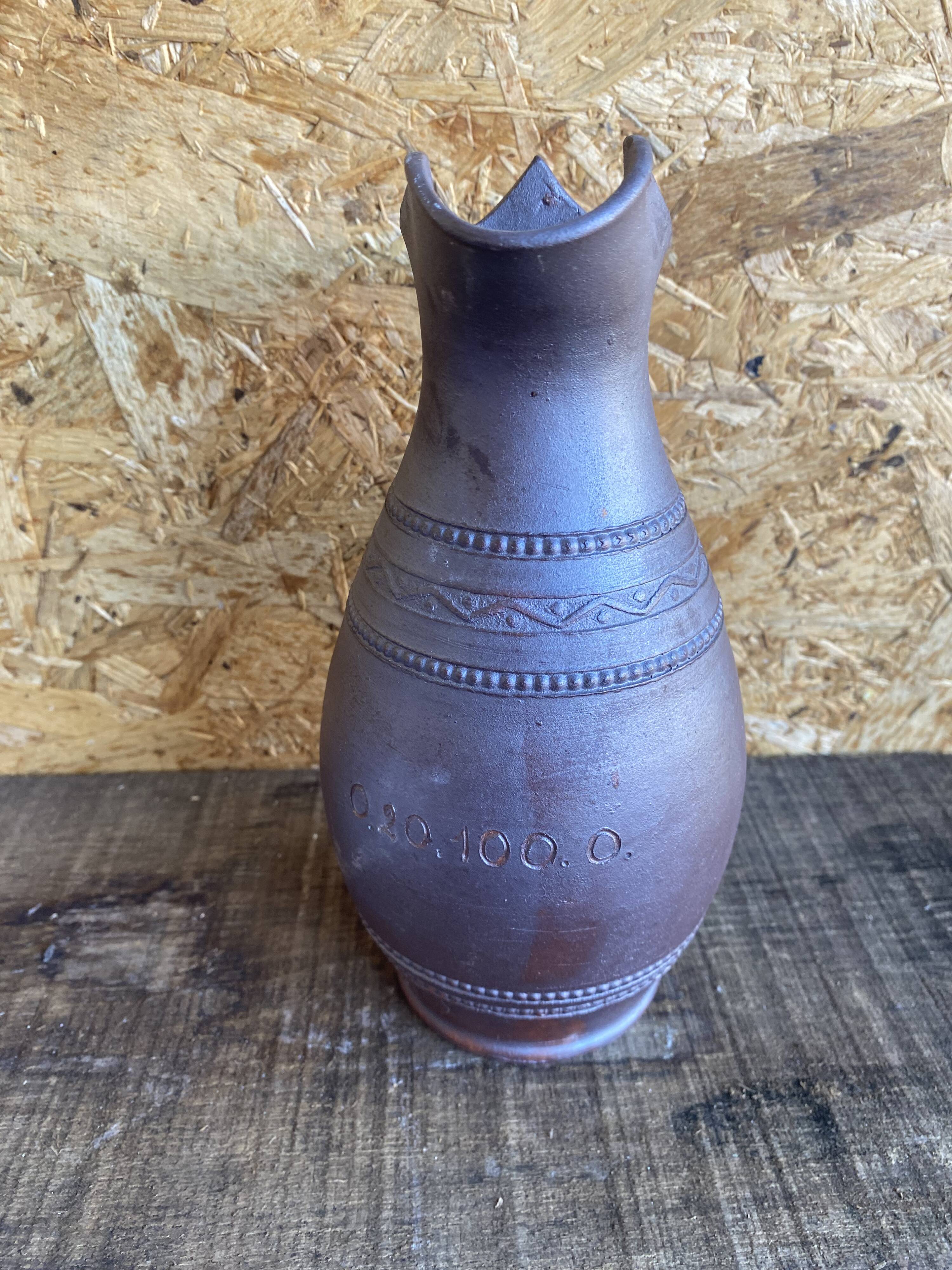 Old Iridescent Terracotta Pitcher Vintage Kitchen #D966