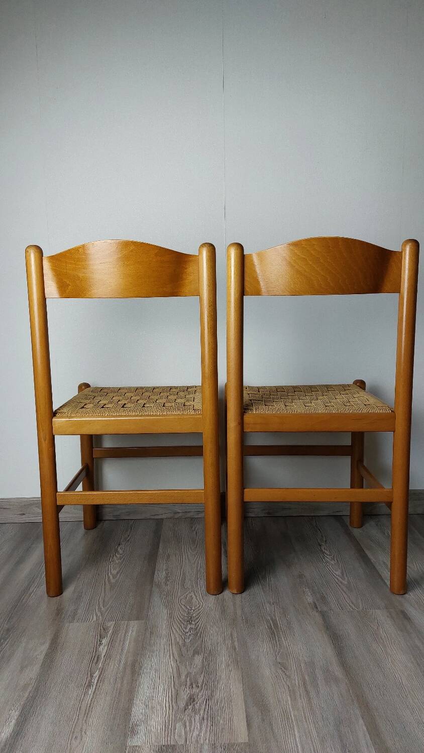 2 chaises corde raphia tressée