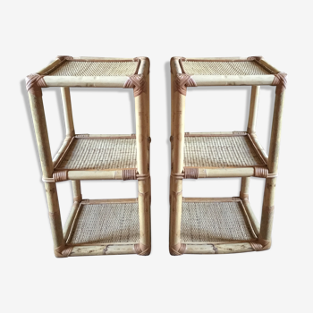 Pair of rattan bedside