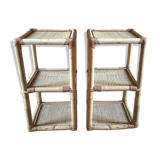 Pair of rattan bedside