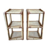 Pair of rattan bedside