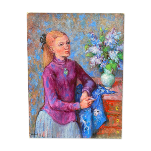 Jeune femme au bouquet de fleurs