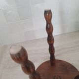 Turned wooden stool / tripod with round seat