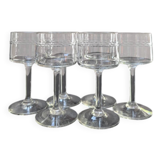 Lot de 6 verres anciens 1950 vin d'Anjou TBE vintage