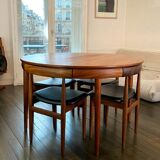Ensemble chaises et table extensible « Roundette » estampillée  Frem Røjle par le designer Hans Olsen - 1962
