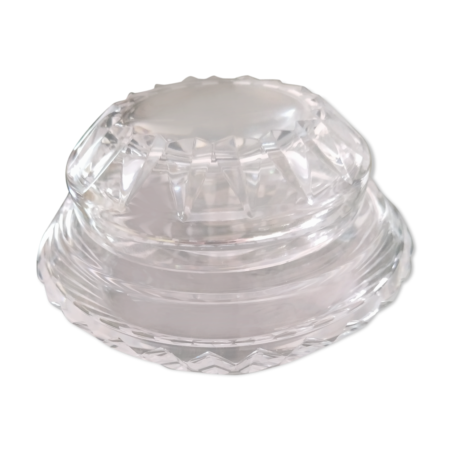 Baccarat art deco cut crystal powder box