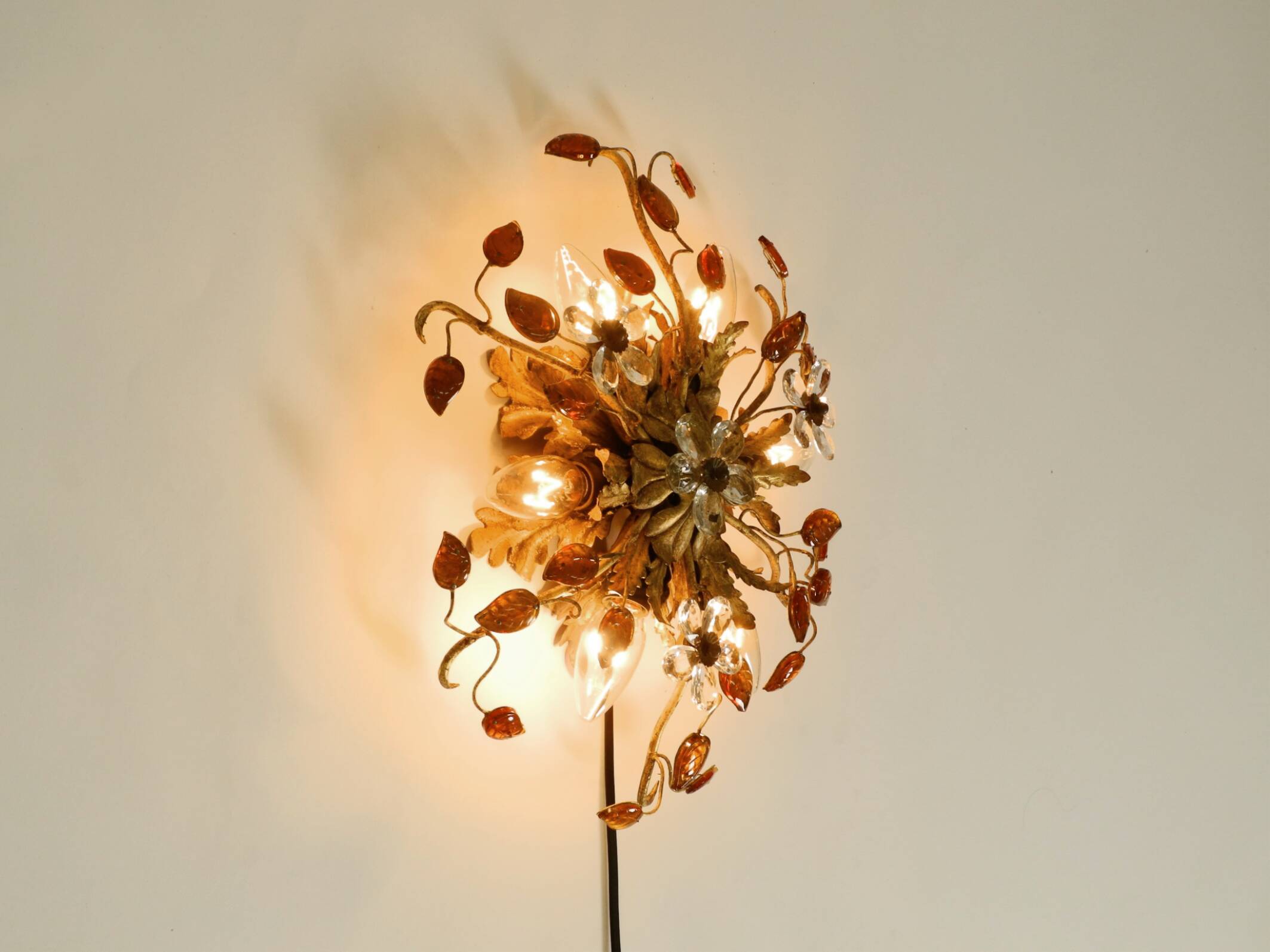 Very beautiful 1960s gold-plated ceiling or wall lamp by Banci Firenze, Ita