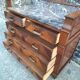 Art Deco commode with marble top, vintage antique furniture.