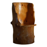 Sculptural Wabi Sabi Brutalist Chair in Solid Pine, Swedish, 1960s