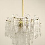 Frosted glass and brass chandelier by Kinkeldey, Germany, 1960s.
