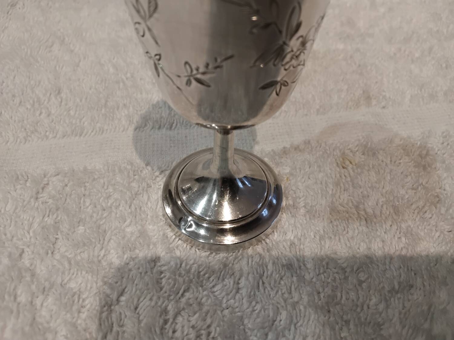 950 silver egg cup, Minerva style, Art Nouveau engraving MB?