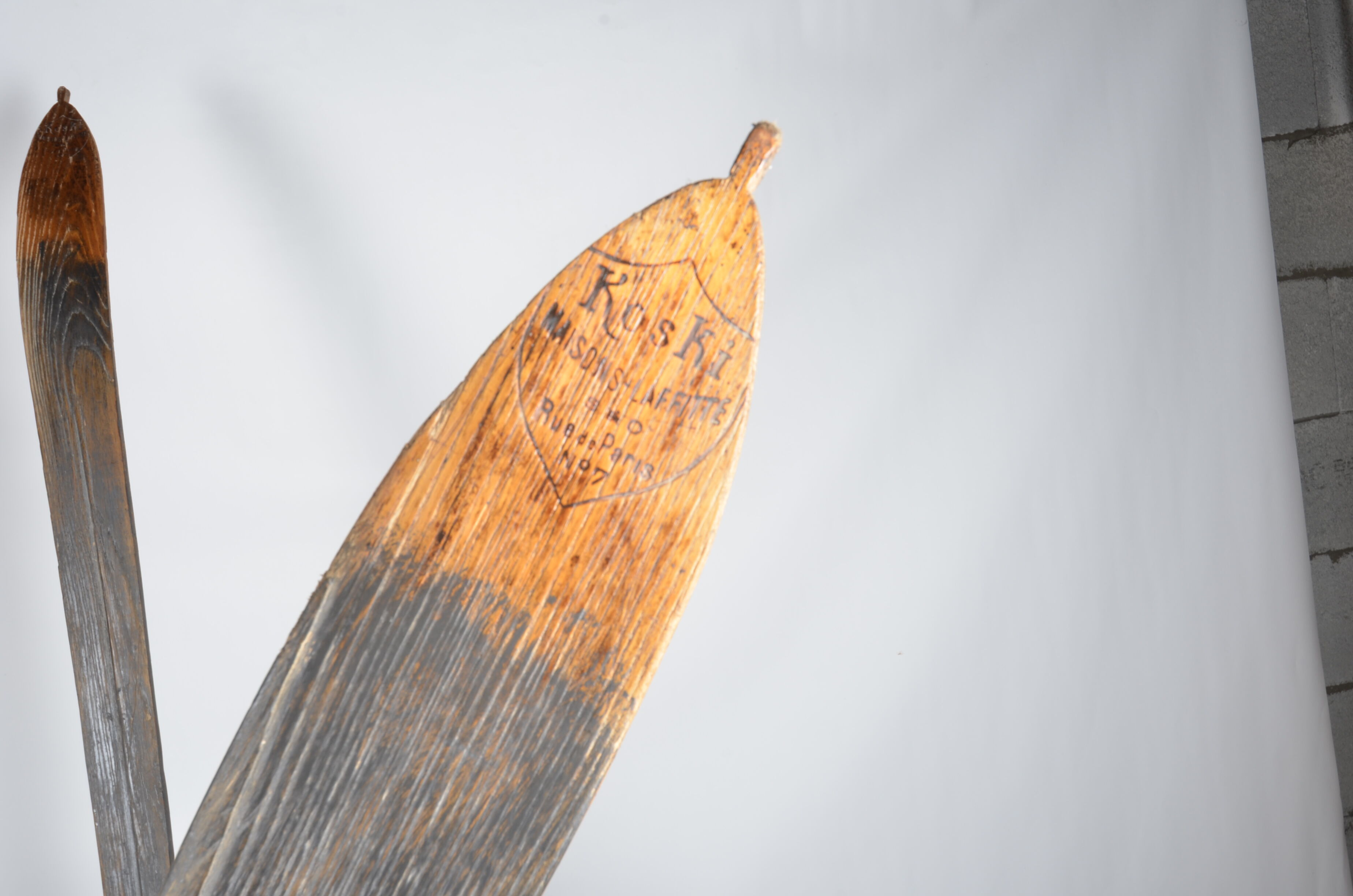 Pair of wooden skis