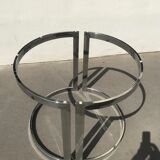 Table à diner ronde 120 cm verre et acier chromé 70