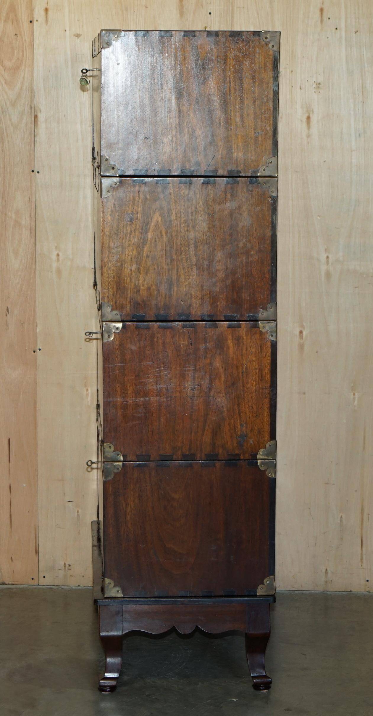 Four stackable Chinese campaign chests, circa 1880.