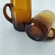 Pair of vintage amber glass tankards