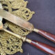 Wood and brass serving utensils