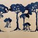 Painting, monochrome watercolor "Twilight over the Pine Forest" Provence, signed