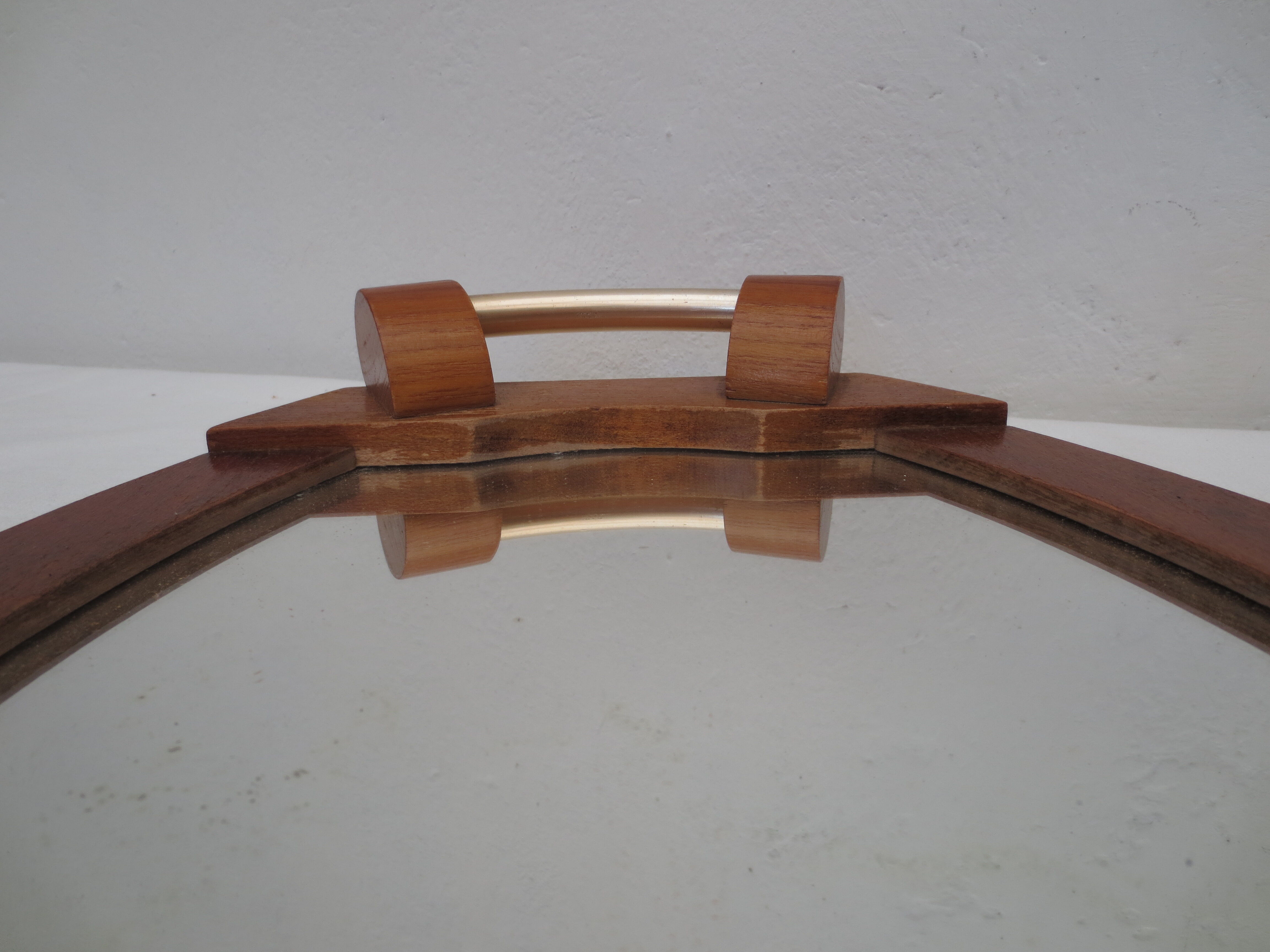 Plateau  à hors d'oeuvre en cristal sur base plateau miroir en bois des  année  40