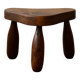 French Brutalist Wooden Tripod Stool in Solid Oak, 1950s