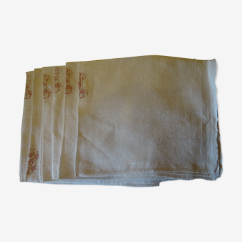 Lot de 6 serviettes en lin monogrammées