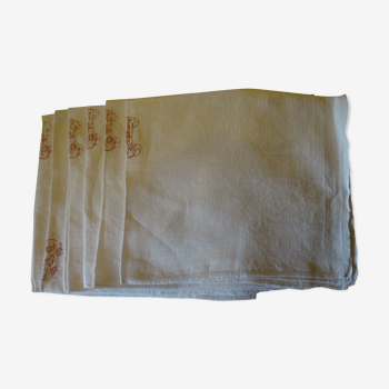 Pack of 6 monogrammed linen towels
