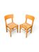2 vintage beech chairs, straw seats